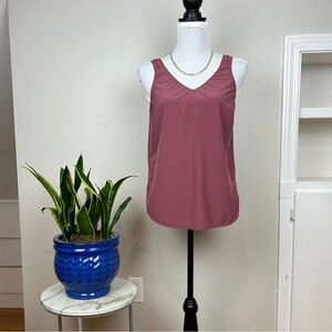 ATHLETA Loose Fit V-Neck Workout Tank Top Rose Pink Deep Mauve Sleeveless Top